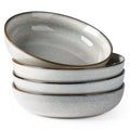 GBhome 8.75'' Large Ceramic Pasta Bowls, 38oz Stoneware Pasta Serving Bowls Set of 4 for Kitchen, Wide Bowls for Fruit,Pasta,Salad,Oatmeal,Meal, Microwave Safe, Reactive Glaze-Green Wheat