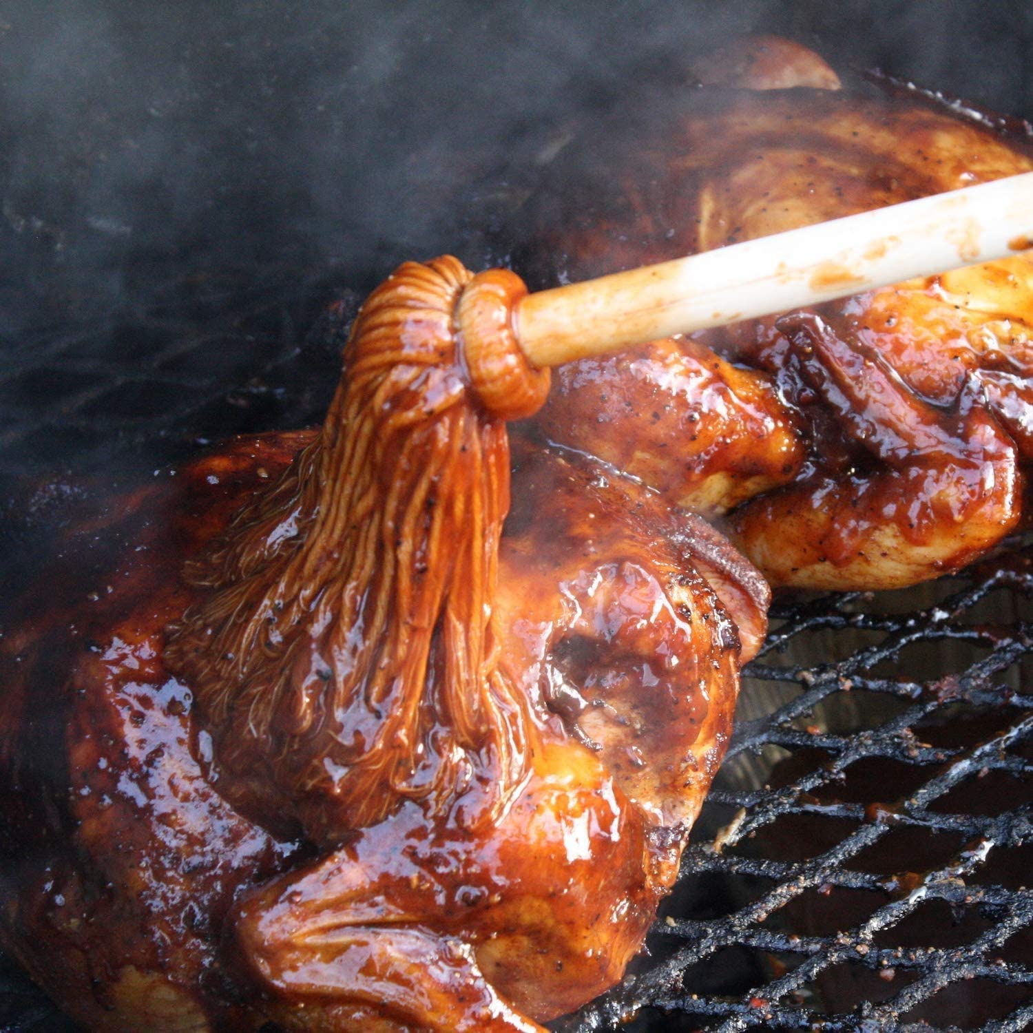 BETTER GRILLIN' BBQ Bastin Mop Basting Barbecue Brush/Mop Easily Applies Marinades, Sauces, Washes Out, 16in Handle, 1pk
