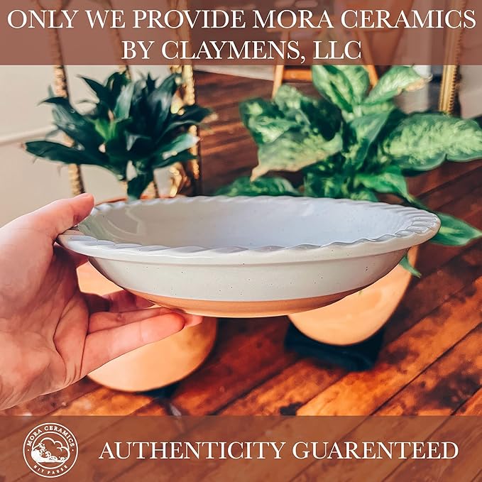 Mora Ceramics Classic 9 Inch Round Pie Pan Set of 2 - Earl Grey