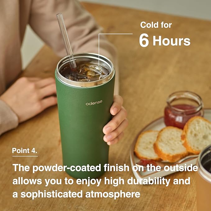 Odense Legodt Straw Tumbler 24oz - Double Stainless Vacuum Insulated Tumbler with Lid & Straw - Travel Mug, Water Bottle for Iced Coffee & Iced Tea, Cold Drinks, Dishwasher Safe(Sweet Pumpkin)