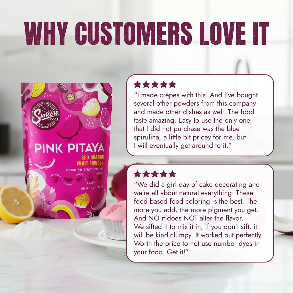 Suncore Foods Pink Pitaya Powder 5oz (Dragon Fruit) | Gluten Free | Vegan