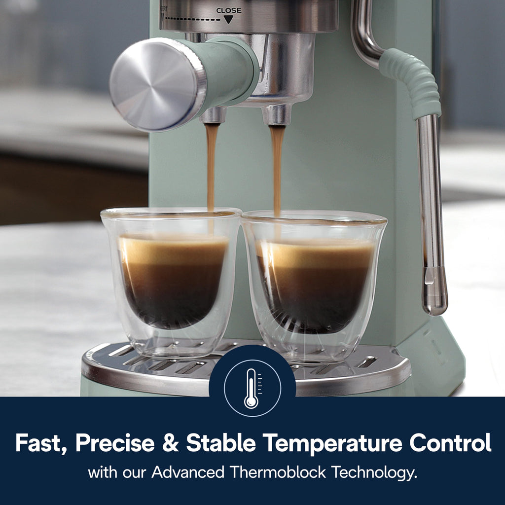 De'Longhi Dedica Duo Compact Espresso Machine - Cold Brew Coffee Maker with Milk Frother Wand- for Espresso, Hot & Iced Coffee, Cappuccinos, Lattes & Home Barista Brewing, Pistachio Green