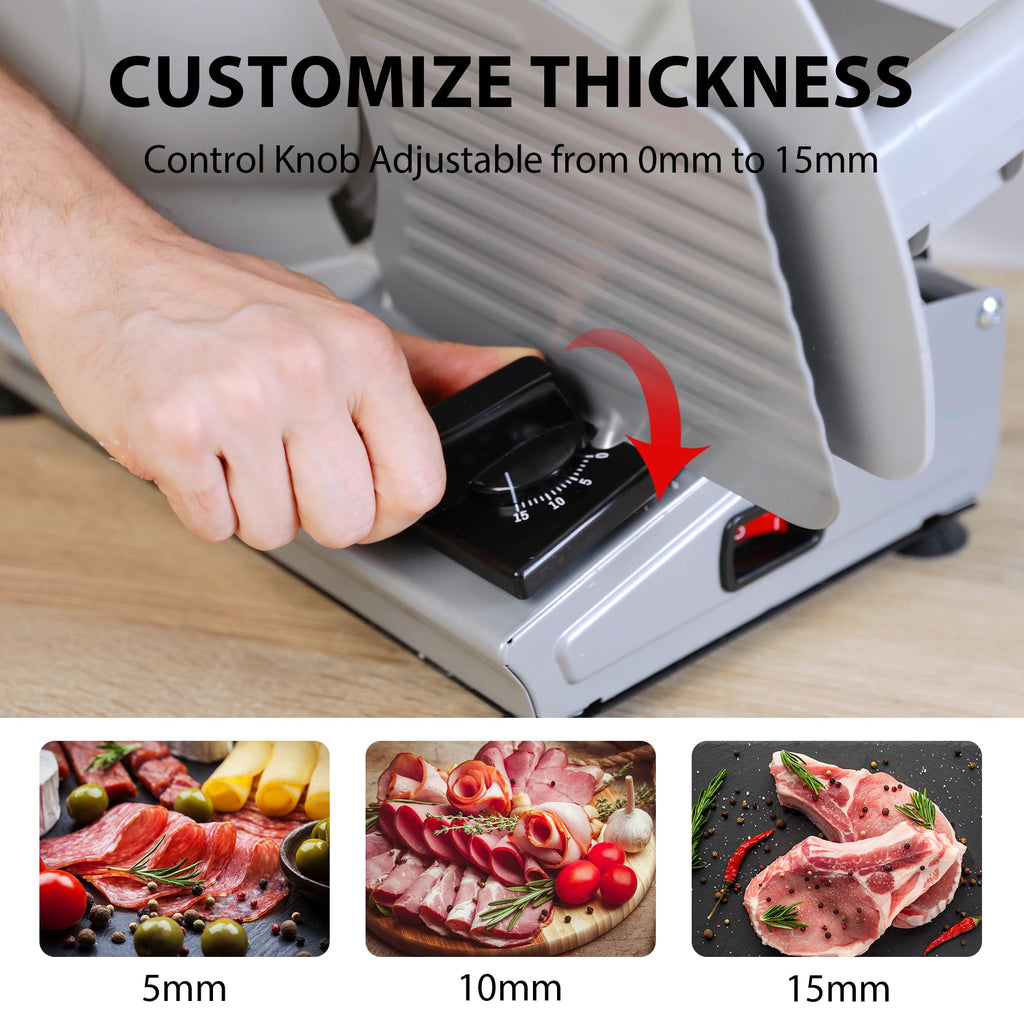 TOOGOOD Meat Slicer Machine for Home Use - Electric Deli Meat Slicer with 7.5" Stainless Steel Blade, Adjustable Thickness Food Slicers Cuts Meat, Bread, Cheese and Deli, Easy to Clean, Sliver