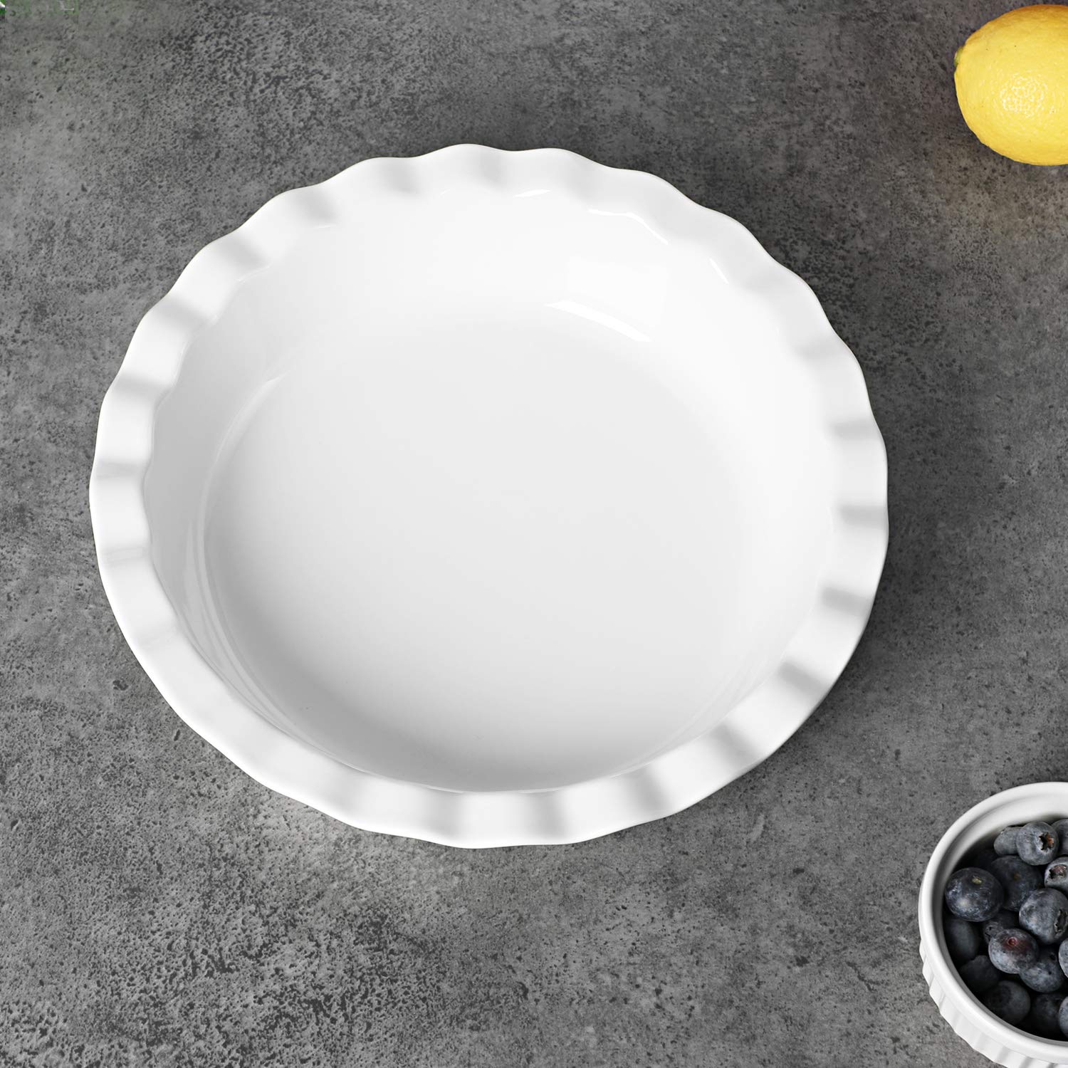 ONTUBE Ceramic 10.5 Inch Deep Pie Pans 50oz (White, 10.5" x 1 Pieces)