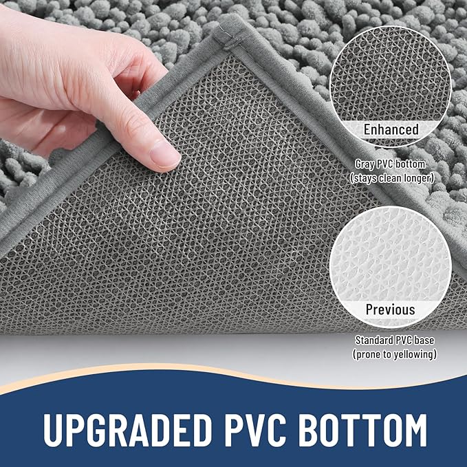 Arotive Luxury Chenille Bathroom Rug Mat, Extra Soft Thick Absorbent Shaggy Bath Rugs, Non-Slip Machine Wash Dry, Plush Bath Mats for Bathroom, Shower and Tub, 40x24, Grey