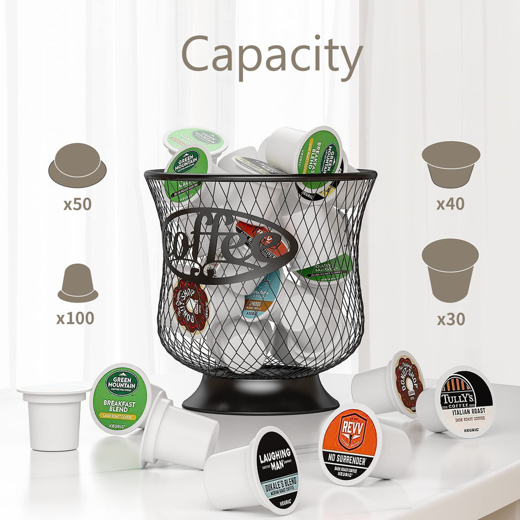ITHSKUILL Coffee Pod Holder, Large Capacity K Cup Holder, Nespresso Pods Holder K Cup Organizer for Kitchen Countertop, Coffee Bar Accessories, Pod Holder for Keuring Espresso Capsule Coffee Creamer