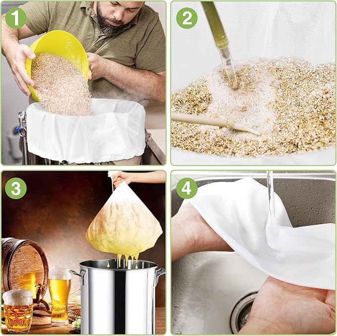Chumia 15 Pack Brew Bags Reusable Extra Large 26 x 22'' Fine Mesh Strainer Cold Brew Filters Drawstring Cheese Cloth Straining Bags Wine Making Supplies for Fruit Cider Beer