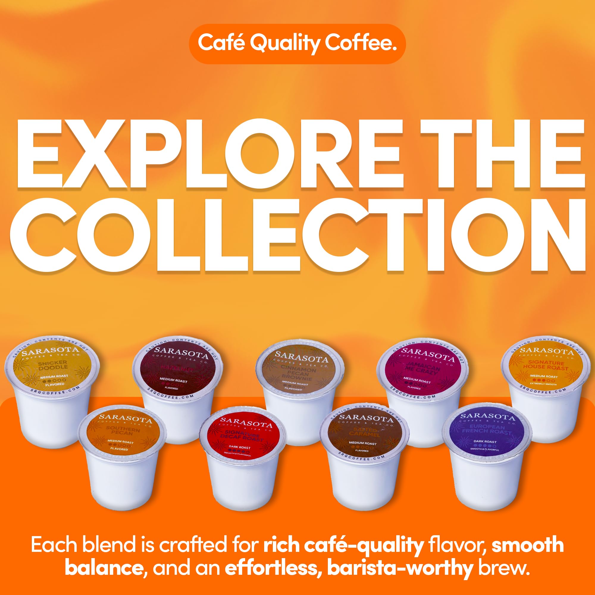 Sarasota K-Cup Coffee Pods | Medium Roast Coffee | Breakfast Blend | Single Serve for Keurig Brewers | Gourmet, Low Acid, Mold Free | 24 Count