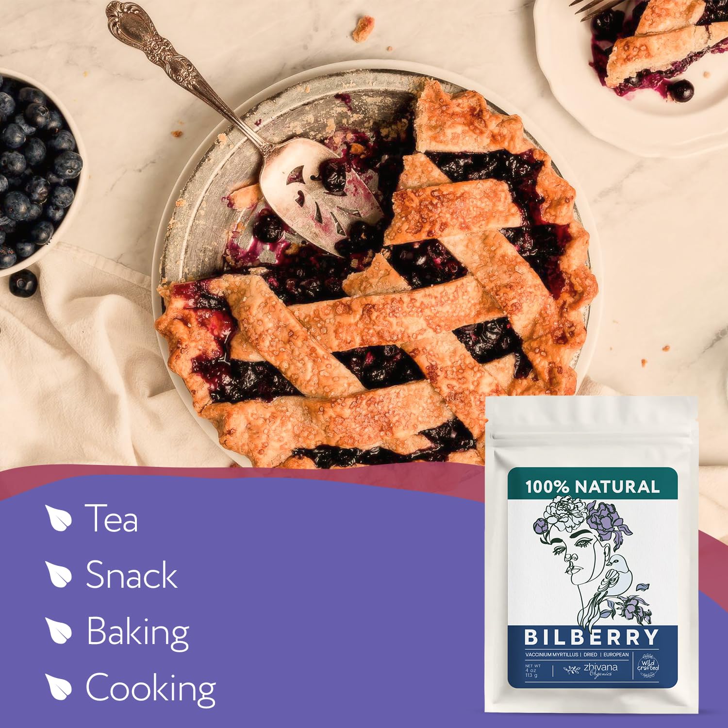 Wild Bilberry Fruit 4 oz. - Bilberry Tea - Antioxidant Support, Immunity