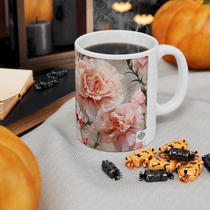 11 OZ Novelty Coffee Mugs - Christmas Gift (Carnation Mug)