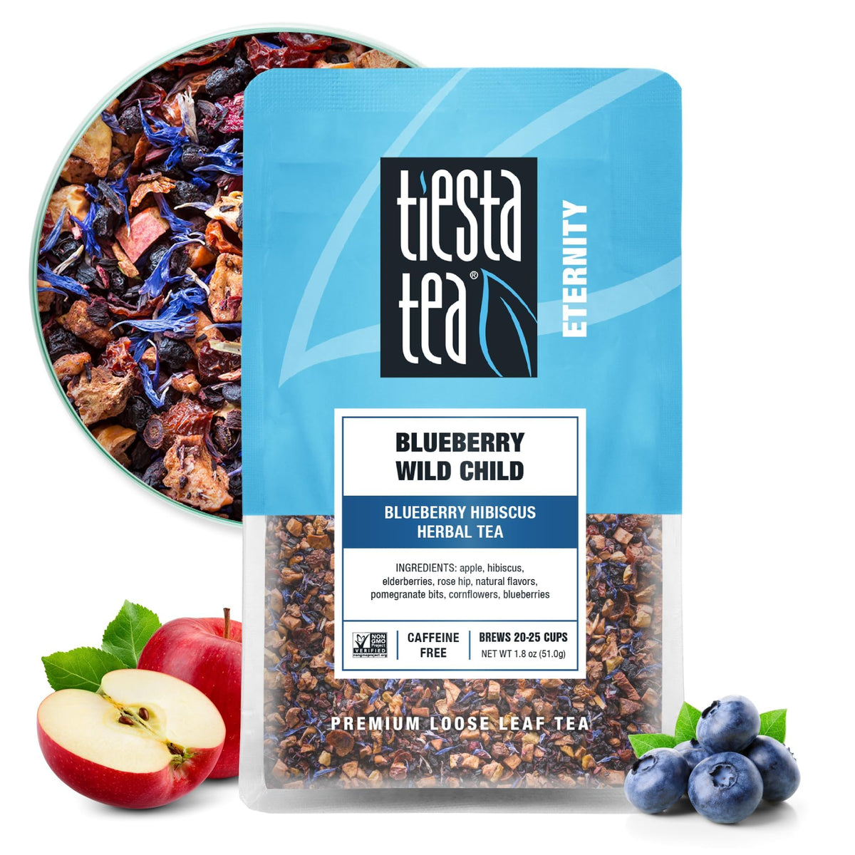 Tiesta Tea Blueberry Wild Child, Blueberry Hibiscus Herbal Tea, 1.8oz
