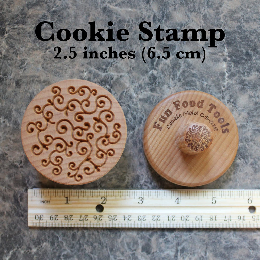 Fun Food Tools, Wood Cookie Stamp, 2.5 Inch (D Vine CS-038)