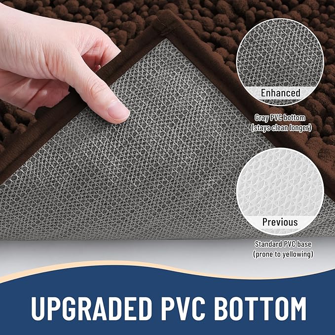 Arotive Luxury Chenille Bathroom Rug Mat, Extra Soft Thick Absorbent Shaggy Bath Rugs, Non-Slip Machine Wash Dry, Plush Bath Mats for Bathroom, Shower and Tub, 24x16, Brown