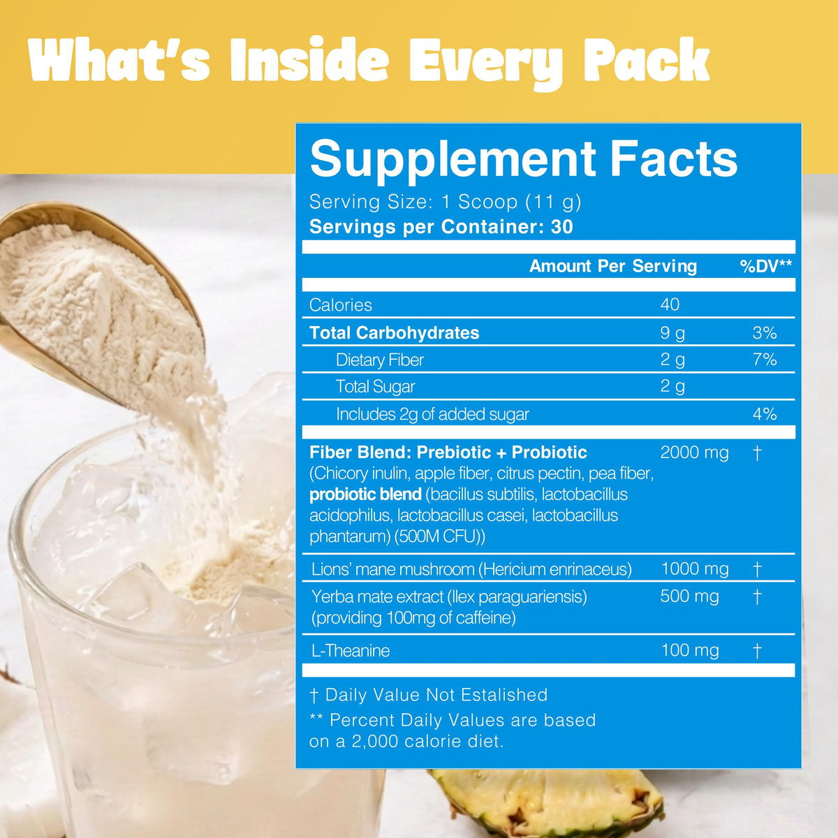 Yerba Mate Energy Drinks, Yerba Magic, Gut Health, Pina Colada, 30 Servings