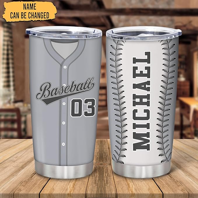 Hyturtle Personalized Baseball Tumbler Baseball Players Design Stainless Steel Double Walled Vacuum Insulated Tumblers 20oz30oz Coffee Travel Mug Cup Christmas Gift For Men Boys Friends Dad Sports Fan