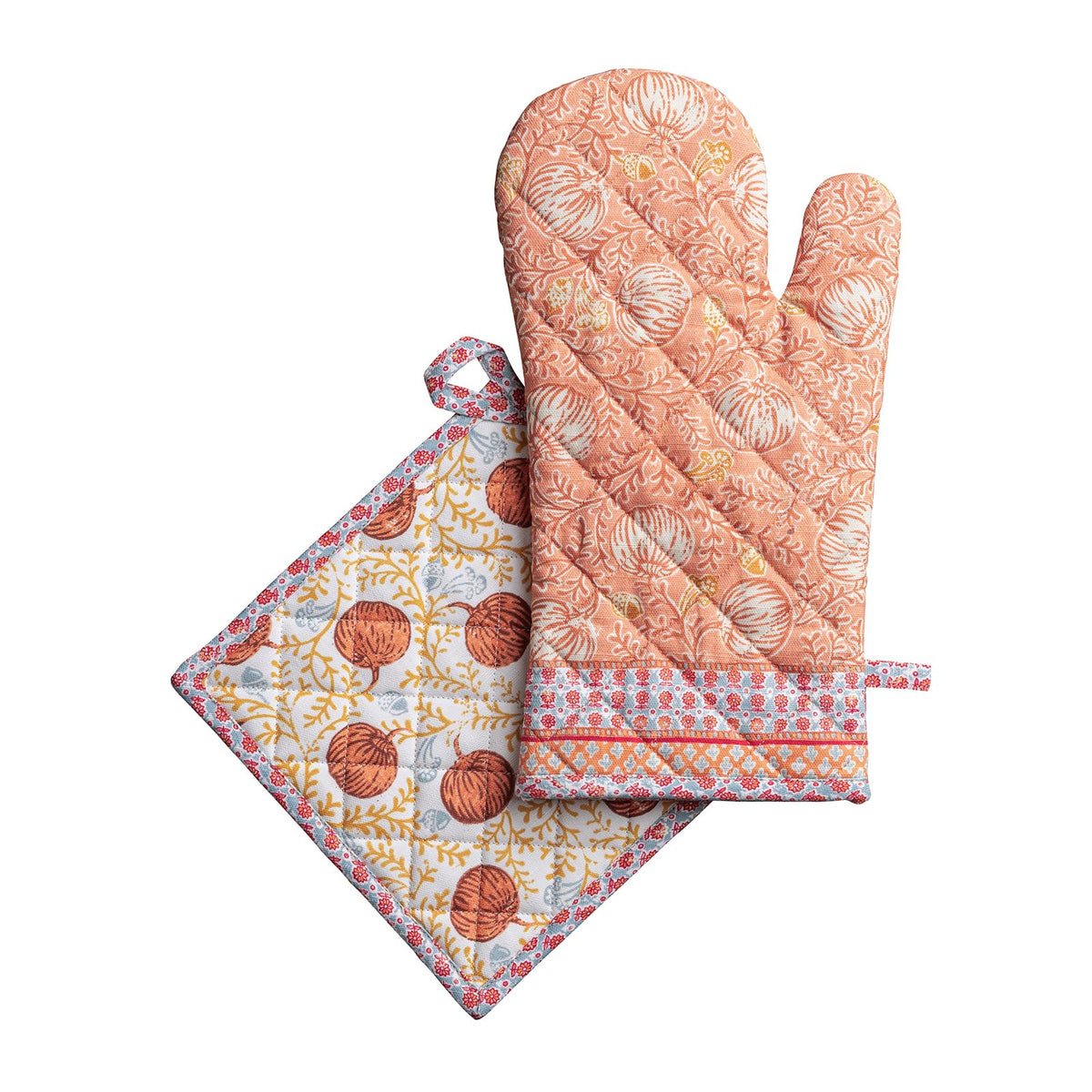 Maison d' Hermine 100% Cotton Oven Mitt & Pot Holder Set (7.5"x13" & 8"x8")