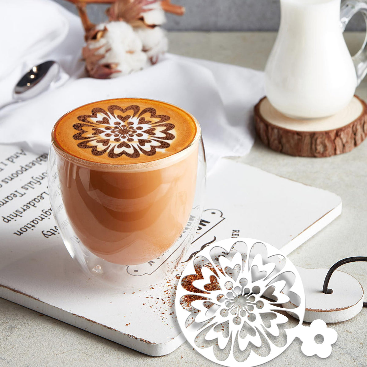 Sitsink Mandala Cookie Coffee Stencils - 25 Pcs Mandala Latte Art Cookie Stencils for Coffee Cake Bread Decor, Reusable Bread Template for Sourdough Decoration Tools Baking Stencil