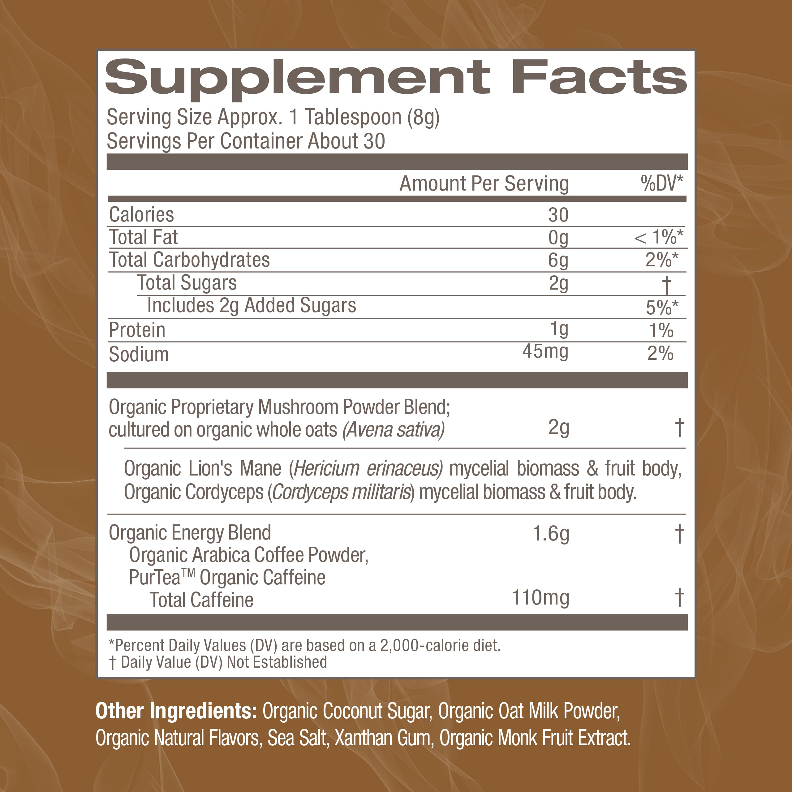 OM MUSHROOM SUPERFOOD Coffee Latte Blend – Functional Mushroom Powder with Lion’s Mane & Cordyceps – Energy, Focus & Mental Clarity Support – 8.47 oz Canister (30 Servings)