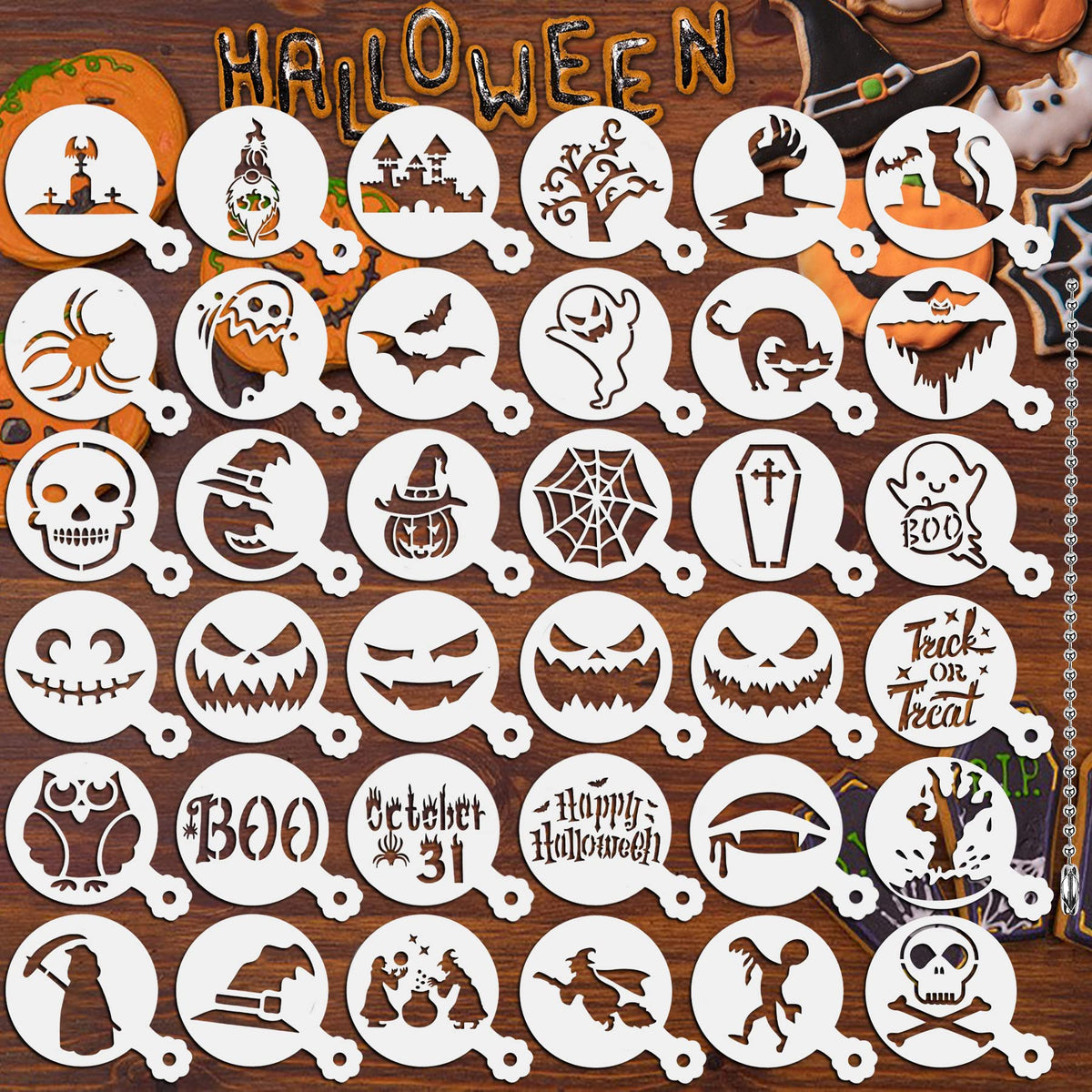 JULBEAR 36 Pcs Holiday Cookie Cake Stencils Baking Templates