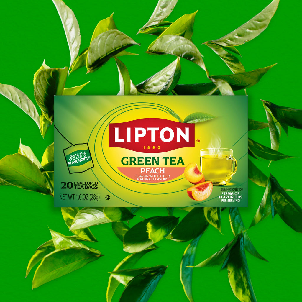 Lipton Peach Green Tea Bags, 20 Total Tea Bags