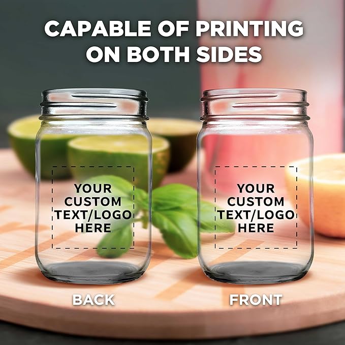 DISCOUNT PROMOS 100 Decorating Mason Jars Set, 12 oz. - Customizable Text, Logo - Canning, Aluminum Lid - Black
