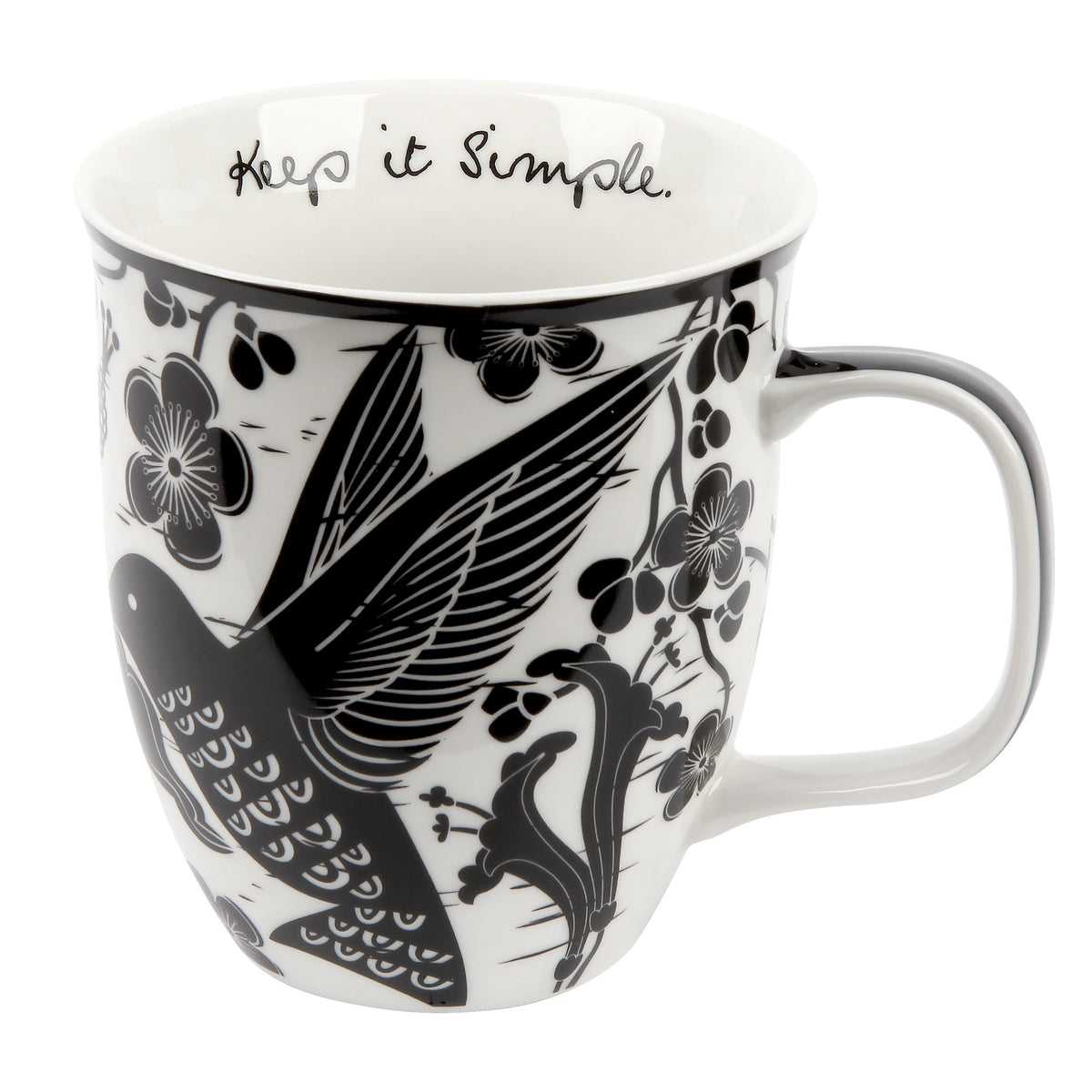Karma Gifts 14 oz Black and White Boho Mug Flamingo - Cute Coffee and Tea Mug - Ceramic Coffee Mugs for Women and Men