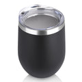DOMICARE Stainless Steel Wine Tumbler Bulk with Lid, Personalized Insulated Tumblers Set, 12oz Travel Coffee Cups Pack of 1, Black