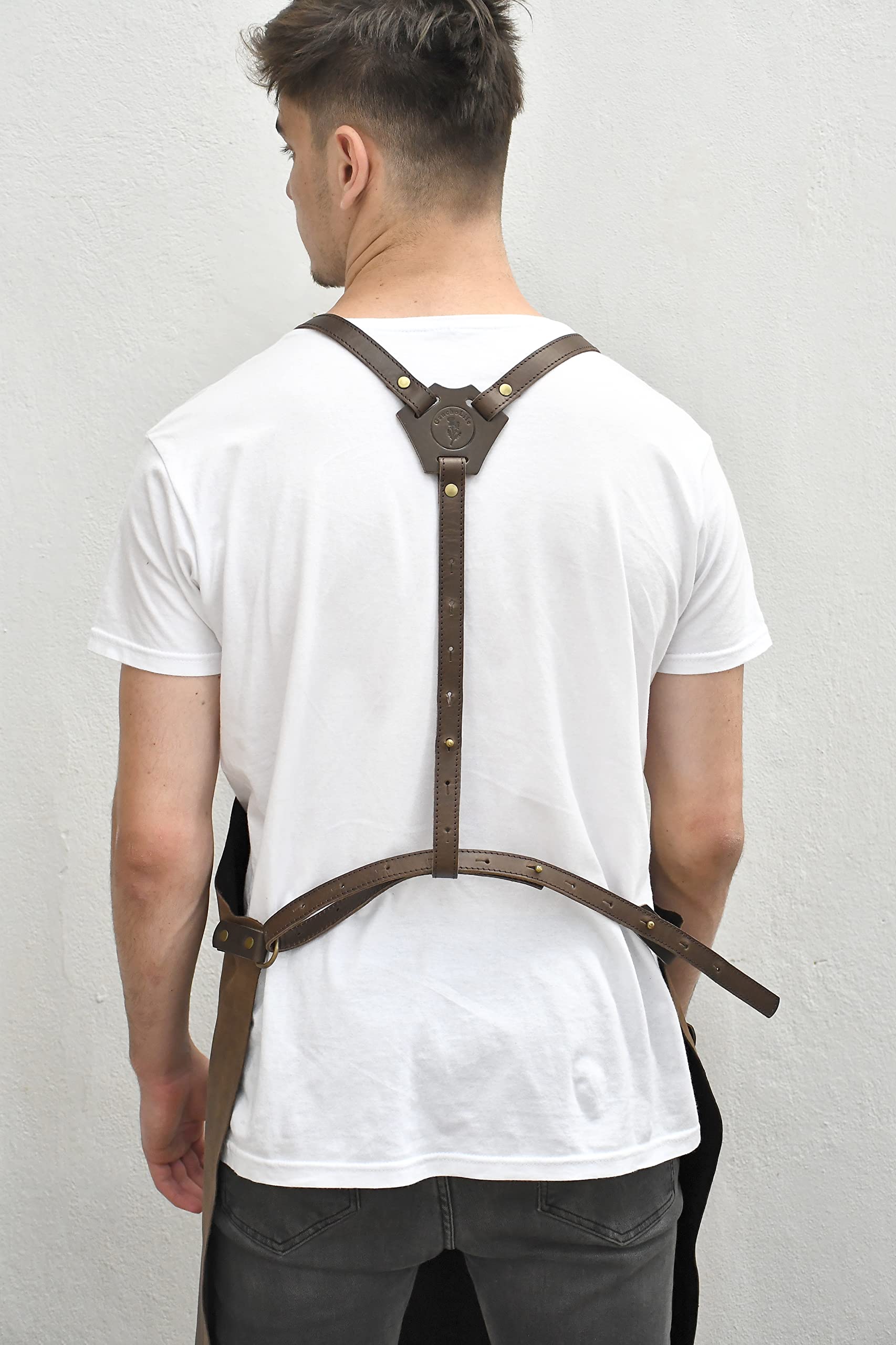 GauchoLife Leather Apron Barista Barber BBQ Barbecue (Brown)