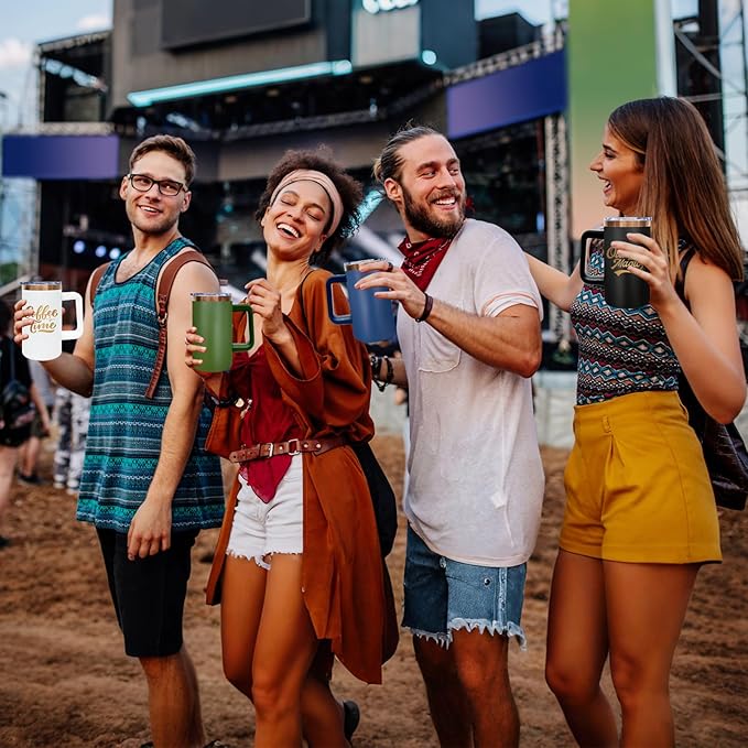 20 oz Insulated Coffee Mug with Lid, Stainless Steel Coffee Tumbler Bulk, Double Wall Vacuum Travel Mug with Handle, Leakproof Powder Coated Coffee Cups for Hot and Cold Drinks (White,1 pack)