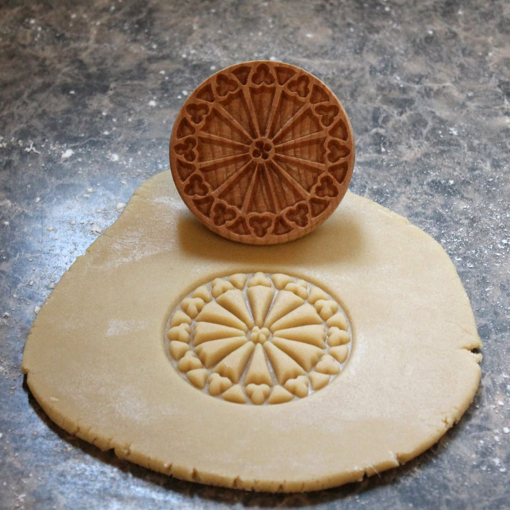 Fun Food Tools, Wood Cookie Stamp, 2.5 Inch (Rose Window CS-003)