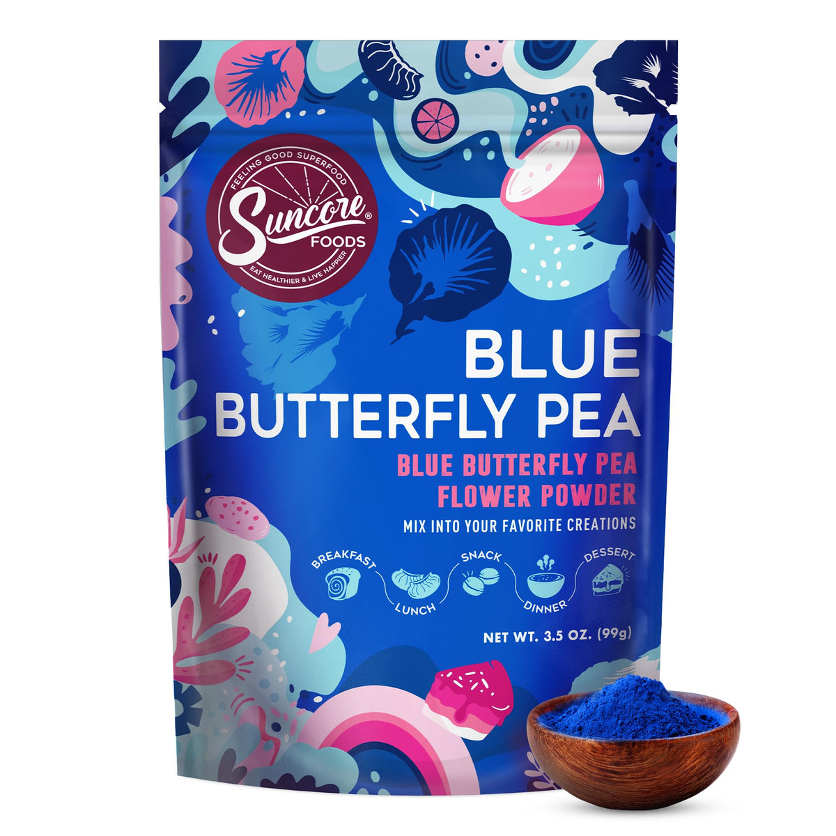 Suncore Foods Butterfly Pea Flower Powder 3.5oz | Gluten Free | Vegan