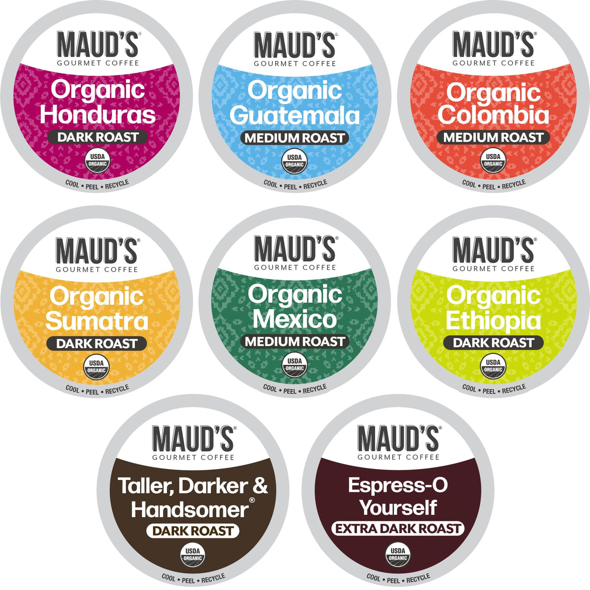 Maud's Organic Single Origin Dark Roast Coffee Pods, 50ct, Arabica Coffee