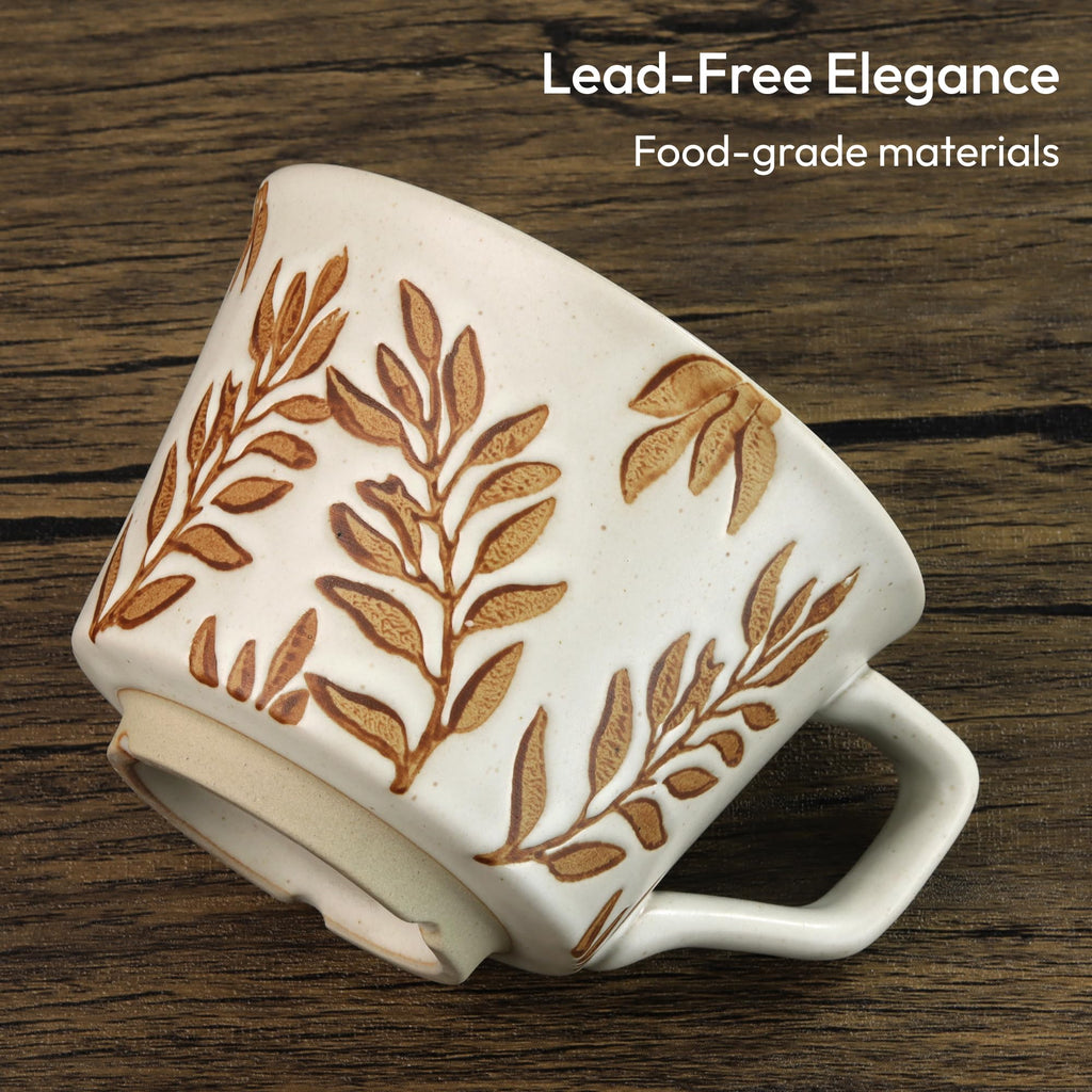 LINVIA 11 oz Ceramic Coffee Mug, Stoneware Teacup with Handle