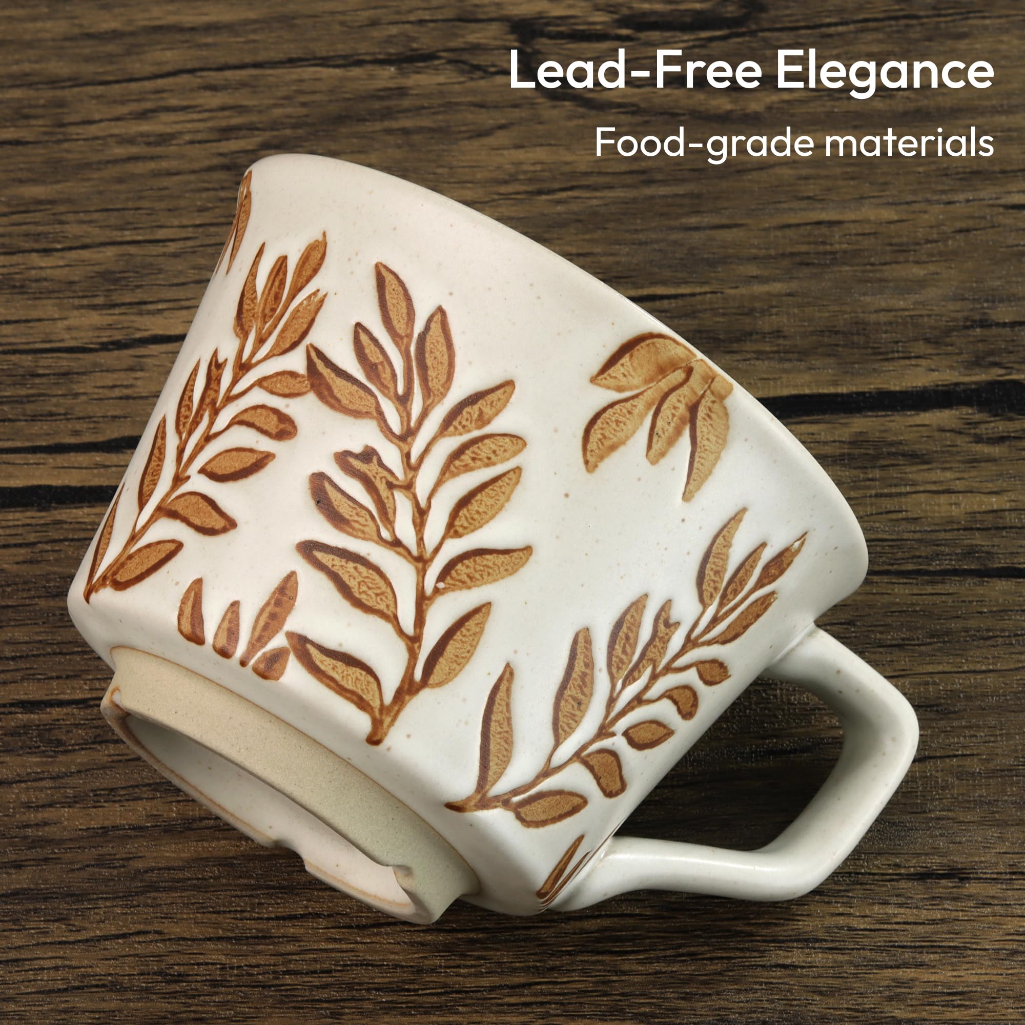 LINVIA 11 oz Ceramic Coffee Mug, Stoneware Teacup with Handle