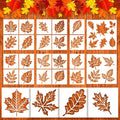 Fall Painting Stencils Maple Leaves Stencils Autumn Leaves Stencil Thanksgiving Plastic Leaf Pattern Stencil Templates for Painting on Wood, Floor, Wall DIY Farmhouse Home Decor (Maple Leaves)