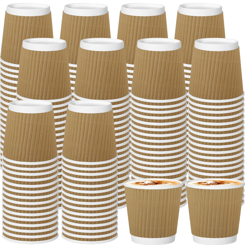 RXLWYUNLAE 240Pack Paper Espresso Coffee Cups, 4 oz Disposable Coffee Cups,Corrugated Insulated Ripple Wall, Paper Ripple Cups for Coffee, Hot Chocolate and Hot Tea Drinks -Champagne