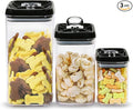 Felli Flip Tite Storage Container with Lid 6" XL Air Tight Ring Lock Top, Clear Acrylic Canister Set for Kitchen, Pet Cat Dog Food Treats, 5 lb Flour Sugar Pantry Organizer (Nest-L, Black)