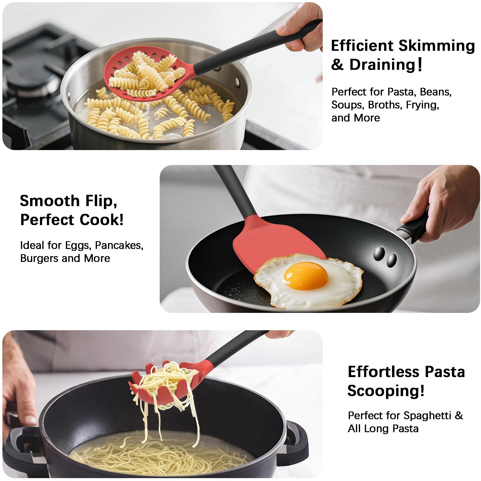 Coukre Silicone Kitchen Cooking Utensils Set, Heat Resistant, 14-Piece