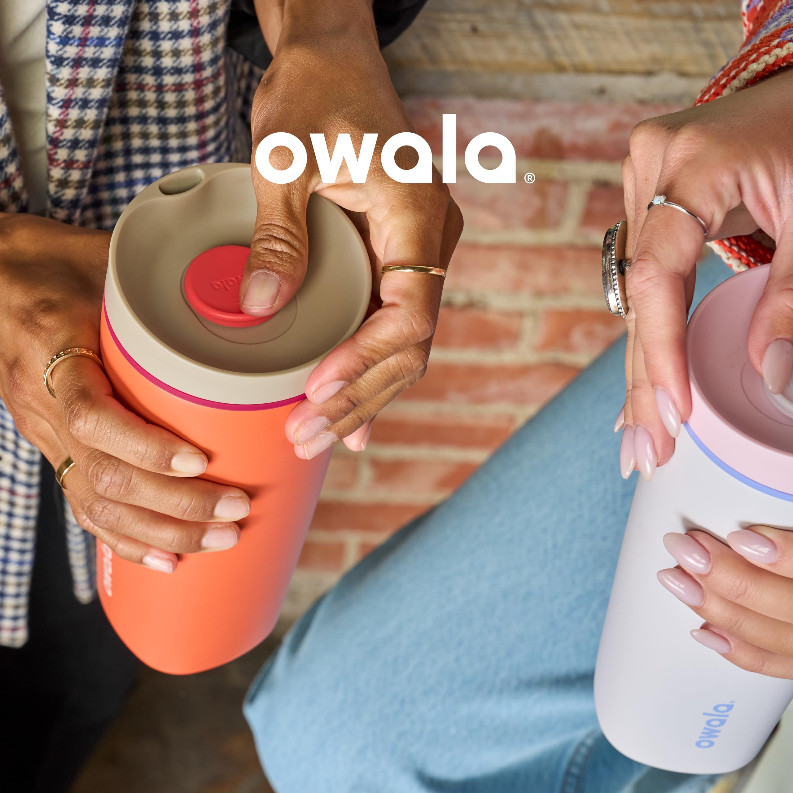 Owala SmoothSip Slider Insulated Stainless Steel Coffee Tumbler, Reusable Iced Coffee Cup, Hot Coffee Travel Mug, BPA Free 12 oz, Crochet Queen