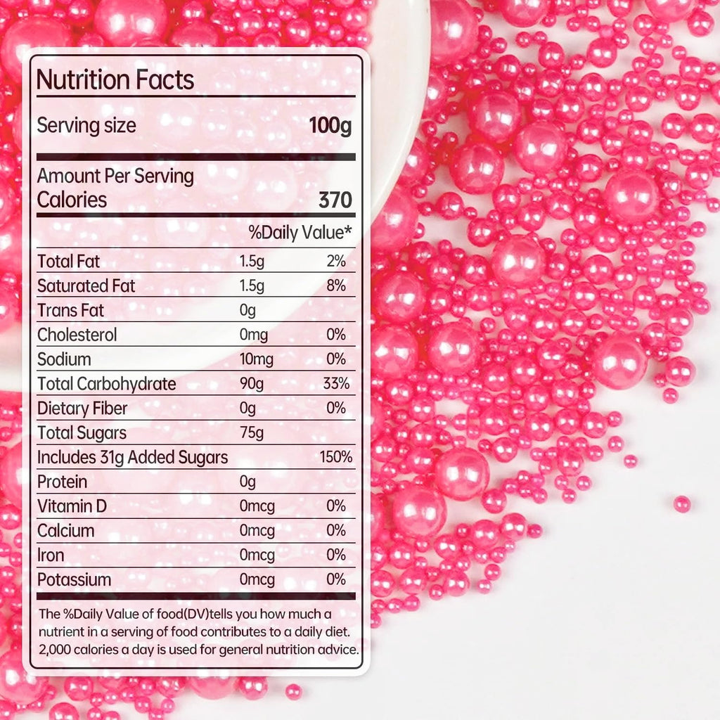 Deep Pink Pearl Sprinkles for Cake Decorating, 150g/5.29oz Mix Size, Edible Candy Sugar Pearls, Pearl Cake Decorations, Donuts&Cupcakes Topper, Wedding Party Birthday Supplies, Food Grade