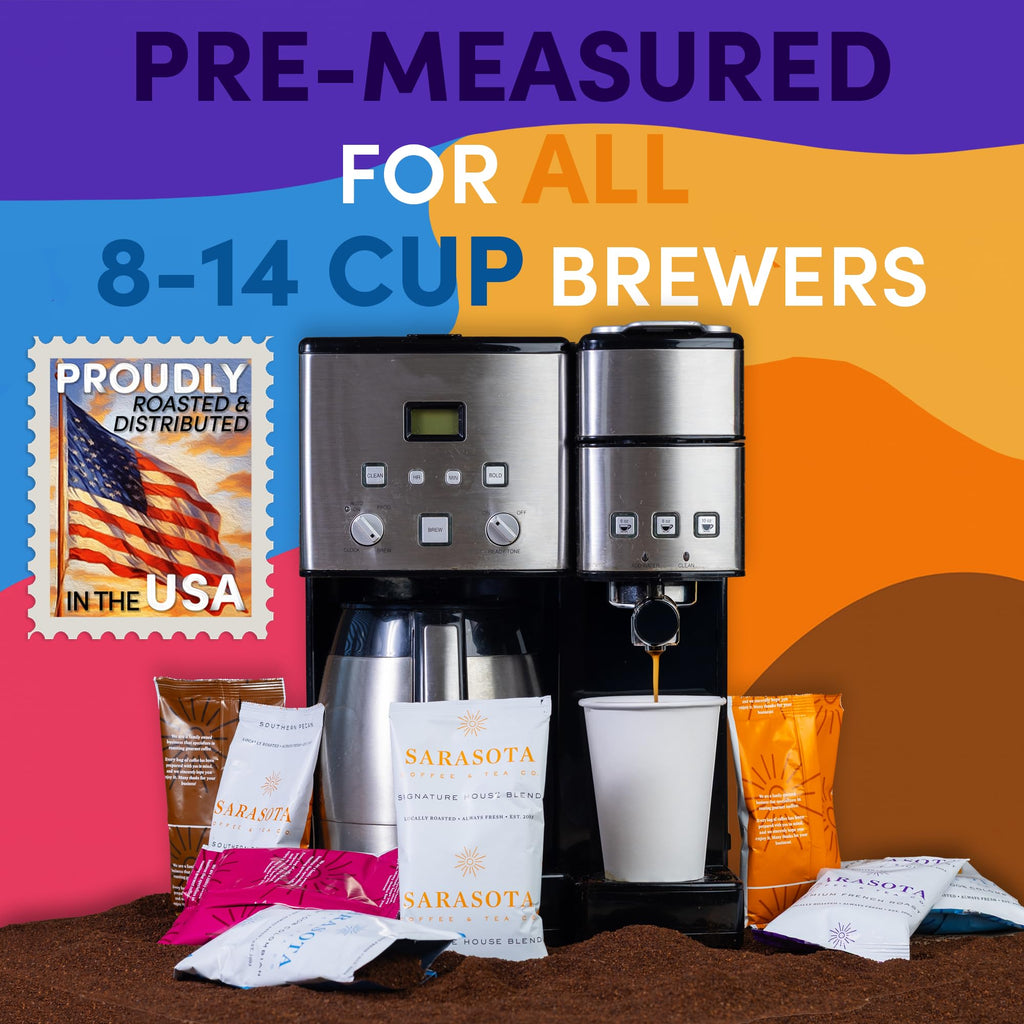 Coffee Packets Sampler – Variety Pack Ground Coffee Gift Set, Medium Dark & Flavored Roast, Low Acid Gourmet Pre-Measured Coffee Packs for 12-Cup Brewers, 2oz Individual Bags, Bulk Assortment