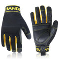 HANDLANDY Work Gloves for Men & Women, Leather Utility Mechanic Working Gloves, Flexible Breathable Gardening Gloves for Yard Maintenance (X-Large, 1 Pair)