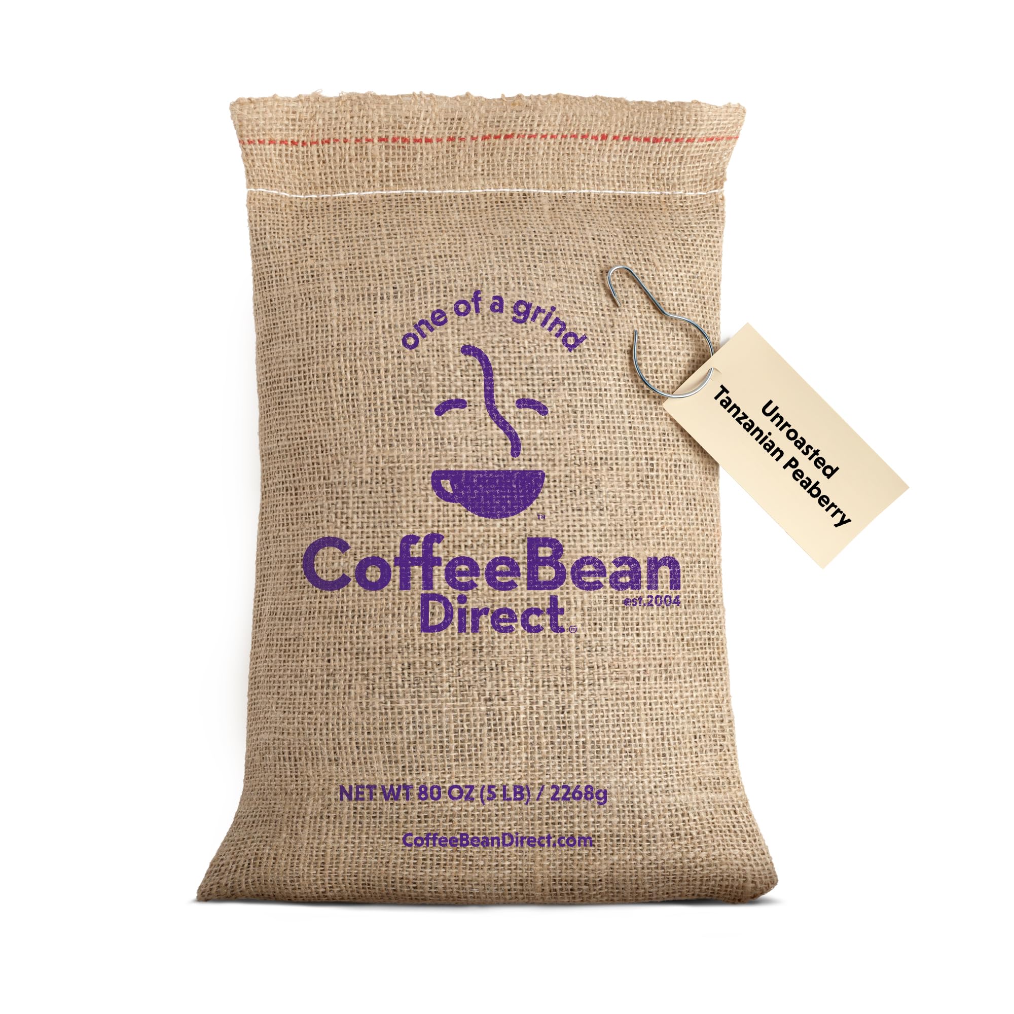 Coffee Bean Direct Unroasted Tanzanian Peaberry, 5lb Bag