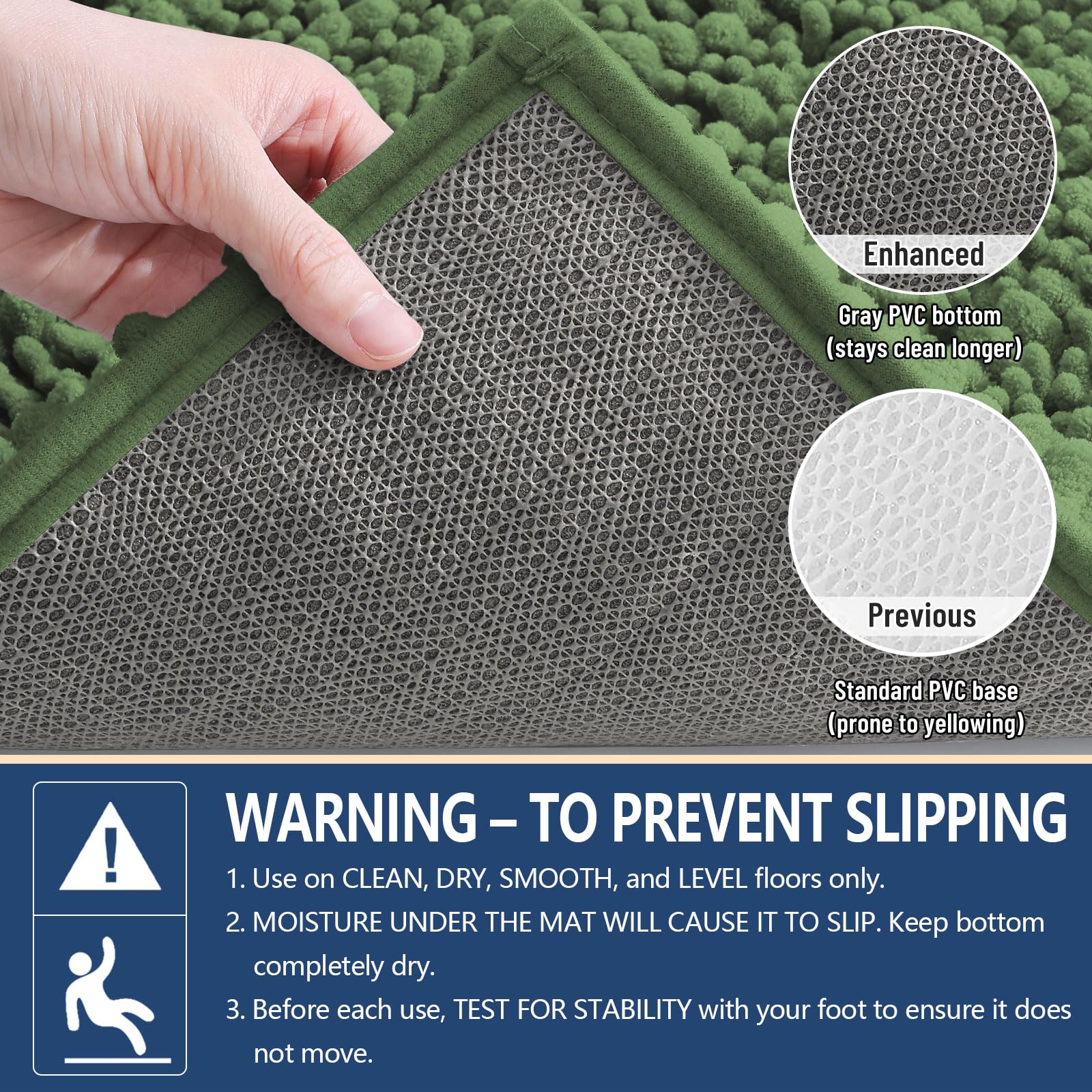 Arotive Bathroom Rugs Mat 30x17, Soft Absorbent Chenille Shaggy Bath Mat