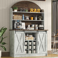 4 EVER WINNER 67-Inch Farmhouse Coffee Bar Cabinet with Storage, Grey