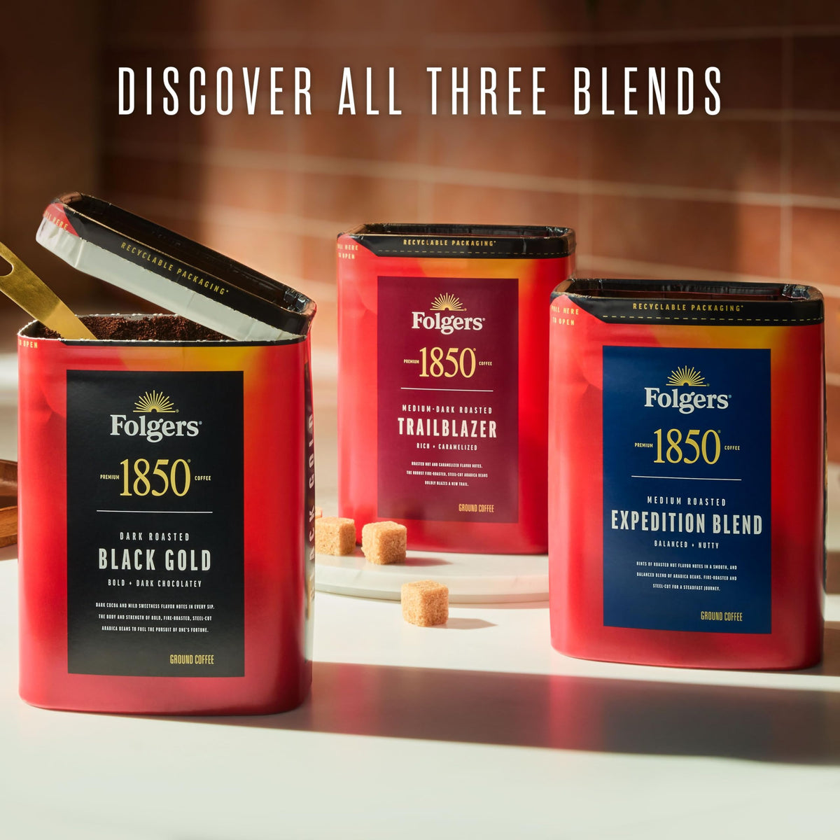 Folgers 1850 Expedition Blend Ground Coffee, 6 Canisters