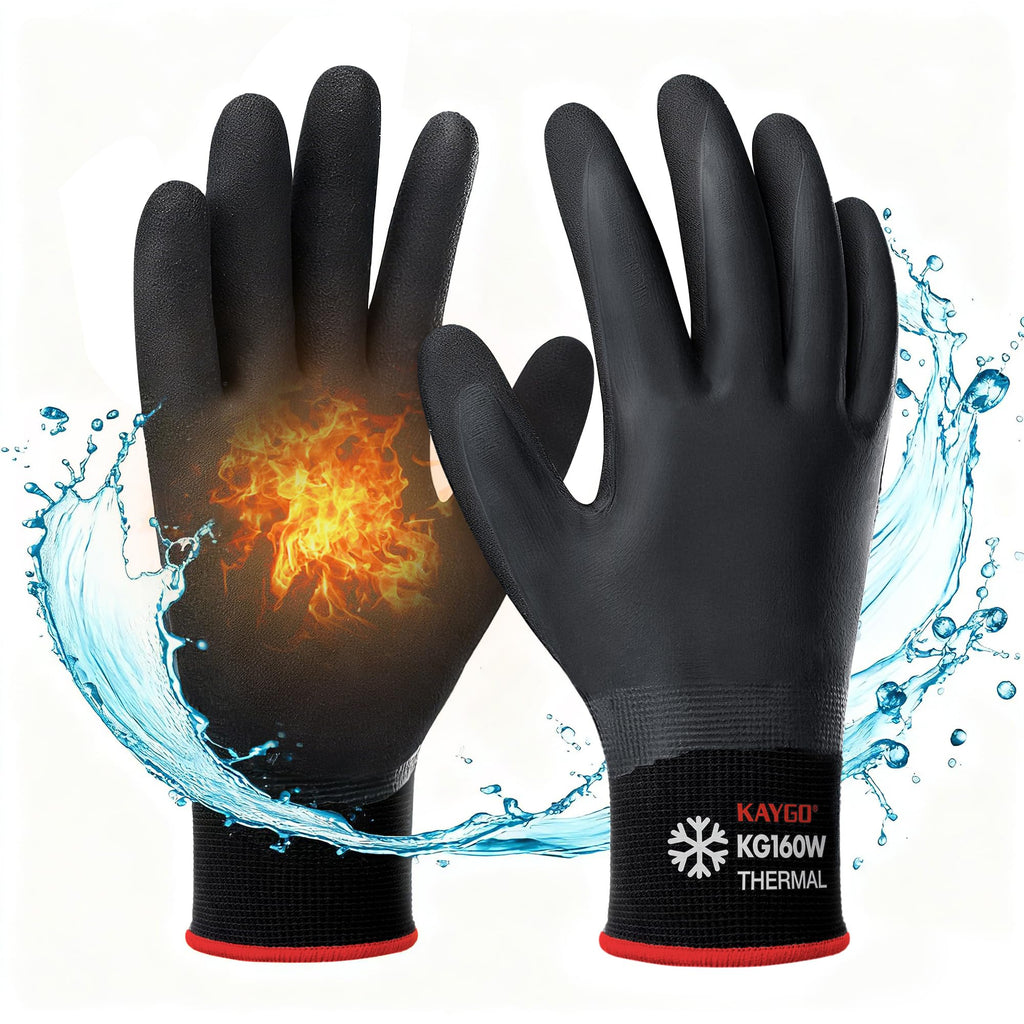 KAYGO Winter Work Gloves, Non-Slip Thermal Latex Coated