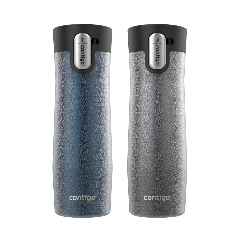 Contigo AUTOSEAL West Loop Vacuum-Insulated Stainless Steel Travel Mug with Easy-Clean Lid 20 oz 2-Pack Crystal Blueberry; Crystal Sake
