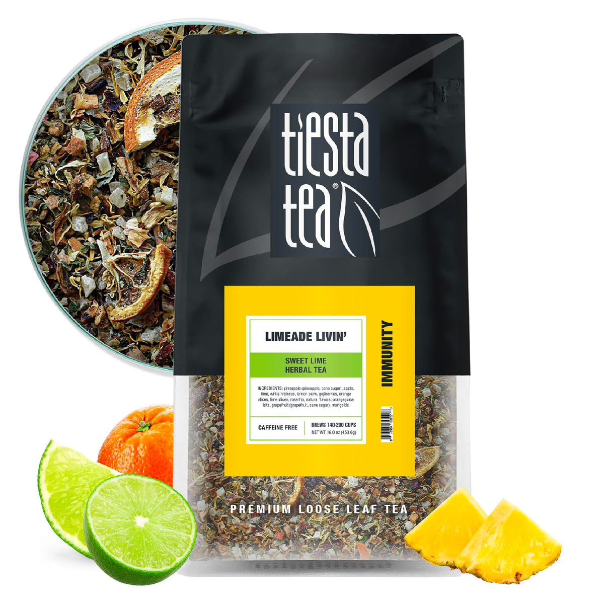 Tiesta Tea Strawberry Kiwi Herbal Tea Loose Leaf Fruit Tea Blend 16oz