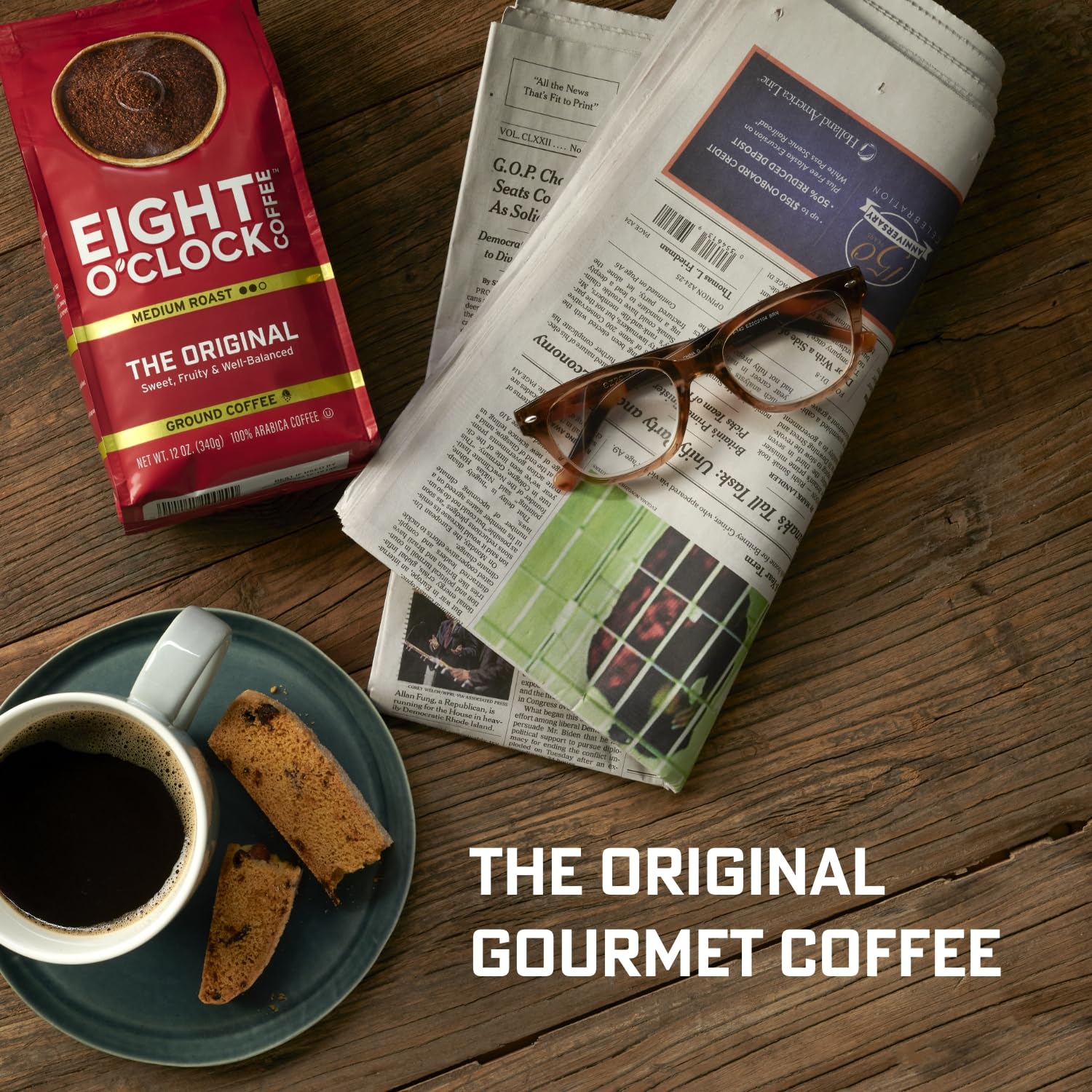 Eight O'Clock Coffee The Original, 40 Ounce (Pack of 1) Medium Roast Whole Bean Coffee, 100% Arabica, Kosher Certified